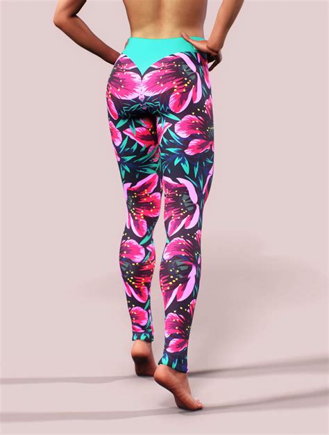 Floral Lilly Yoga Pants High Waisted Yoga Pants Patterned Leggings