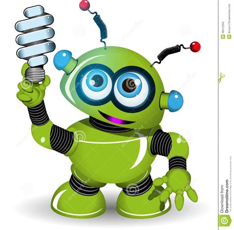 Green Robot And Lamp Stock Vector Image Of Concept