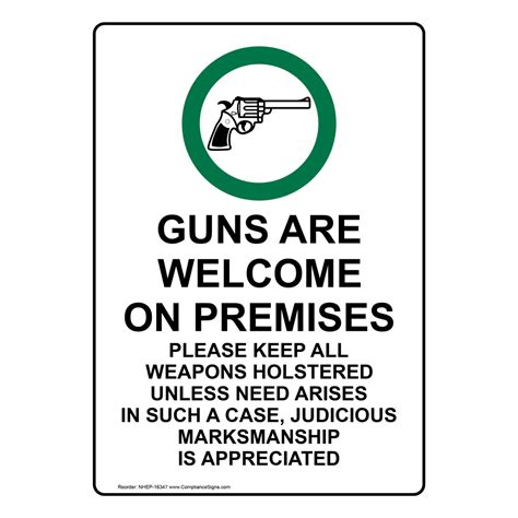 Vertical Sign Retail Guns Are Welcome On Premises