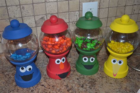 Sesame Street Candy Jars Bocaux à Bonbons Pot De Fleurs Pots De Grès