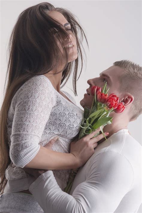 Couple With Flowers Stock Image Image Of Adult Flirting 40502953