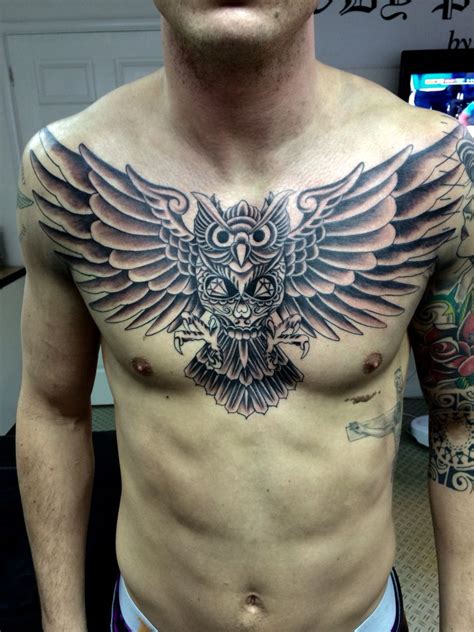 Owl Chestpiece Tattoo Owl Tattoo Chest Cool Chest Tattoos Chest