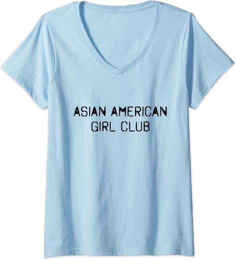 womens asian american girl club t shirt v neck t shirt clothing shoes and jewelry