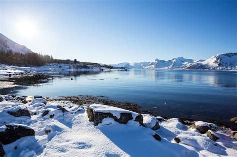 Premium Photo Beautiful Norwegian Landscape In Winter Lofoten