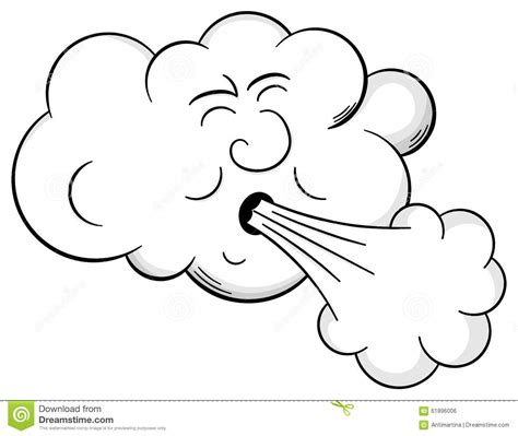 Cartoon Cloud Blows Wind Stock Vector Image 61896006