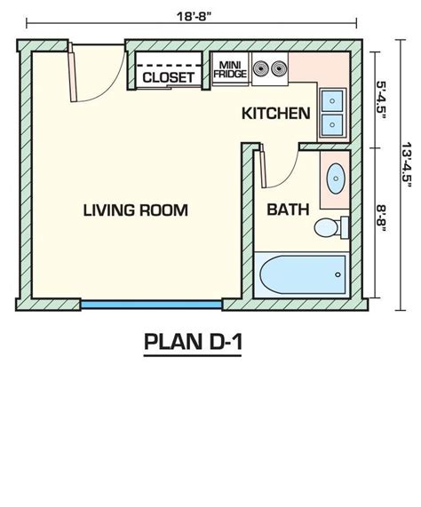 1 Bedroom Apartment Floor Plans With Dimensions Necitizen