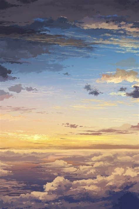 Download Wallpaper 800x1200 Clouds Sky Art Sunset Elevation