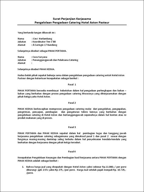 Contoh Surat Perjanjian Kontrak Katering Kelseyareswiley