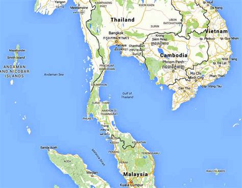 Gulf Of Thailand Vietnam Map Kingdom Of Thailand Vector Map Stock