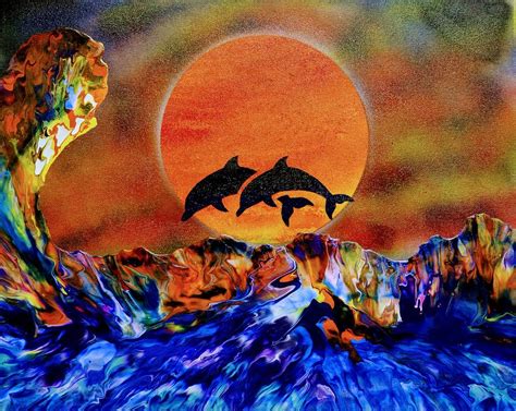 Happy Dolphins Over The Tide Painting By Lakshmi Lifestyle Fine Art