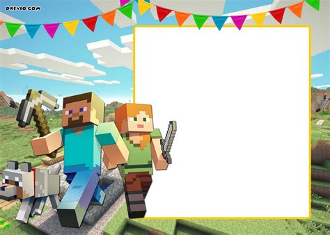 Free Printable Minecraft Birthday Invitation Template Download