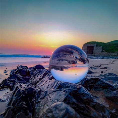 Crystal Ball With Sunset Stock Photo Image Of Blue Seaside 66608372