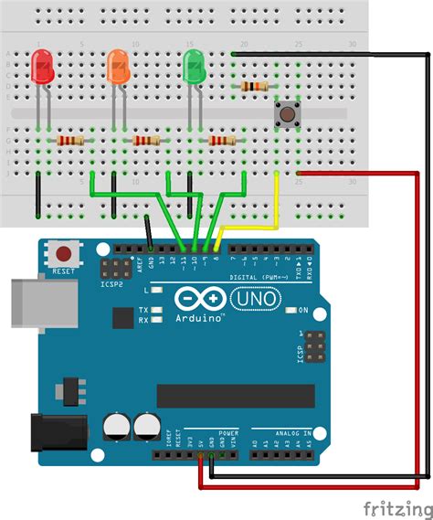 Control 3 LEDs With Arduino And One Pushbutton AranaCorp