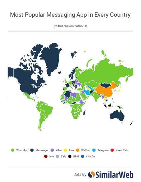 Most Popular Messaging App In Each Country Maps Messaging App