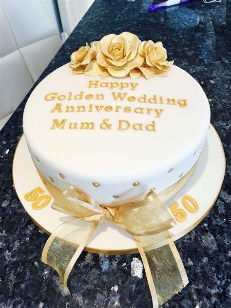 Golden Anniversary Cake Golden Wedding Anniversary Cake Golden