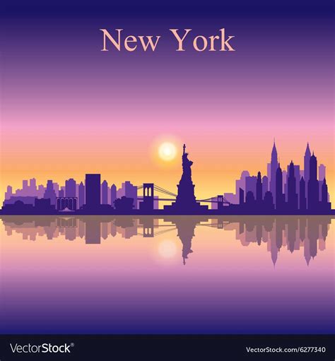 New York City Skyline Silhouette Background Vector Illustration