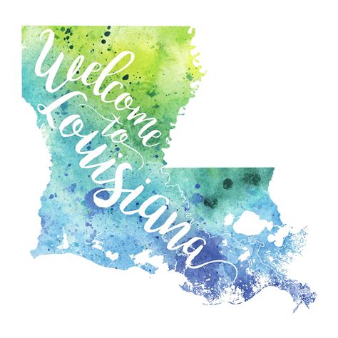 Louisiana Watercolor Map Welcome To Louisiana Hand Lettering Painting