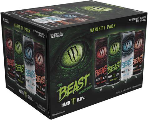 Monster The Beast Unleashed Hard Seltzer Variety Pack 12 Pack 12 Oz