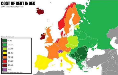 Cost Of Rent Index Of Every European Country Rmapsofeurope