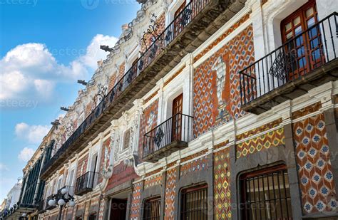 Colorful Puebla Streets And Colonial Architecture In Zocalo Historic