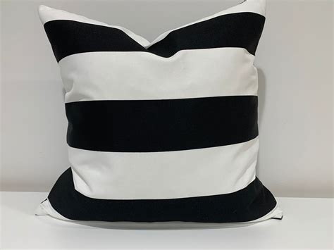 Black And White Striped Indoor Outdoor Pillow Covers 18x18 Etsy
