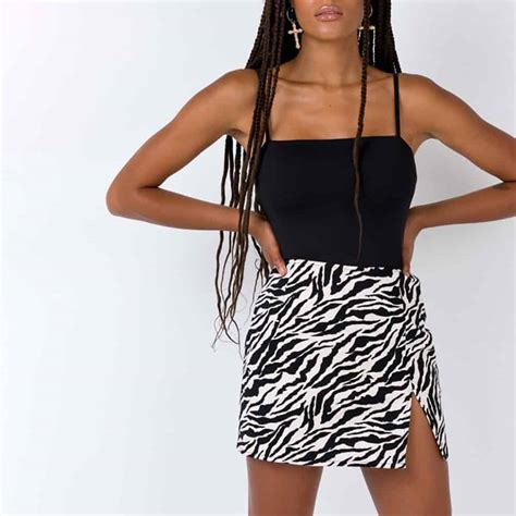 High Waist Zebra Print Mini Skirt