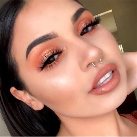 Soft Coral Eye Makeup With Flawless Makeup Romantic Date Night Makeup