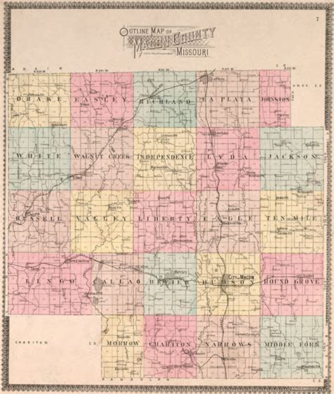 Macon County Missouri 1897 Historical Map Reprint Townships