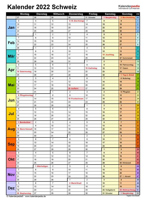 Kalender 2022 Schweiz Zum Ausdrucken Pdf