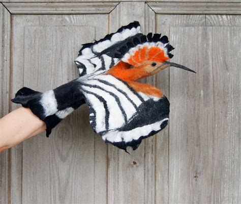 Hand Puppet Hoopoe Bird Nursery Toy For Baby Felted Animal