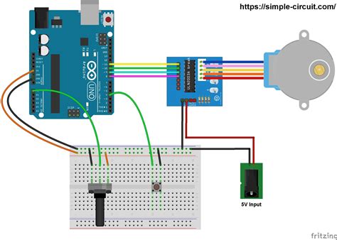 Arduino Unipolar Stepper Motor Control Simple Circuit