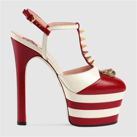 Lyst Gucci Studded Leather Platform Pump In Red