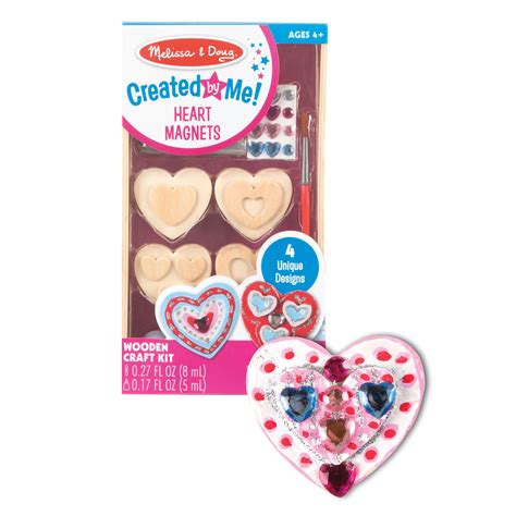 Melissa And Doug Created By Me Wooden Heart Magnets Craft Kit 4 Designs