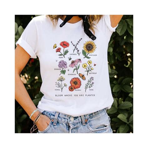 Camisetas Con Gráficos De Flores Salvajes Para Mujeres Camiseta Con