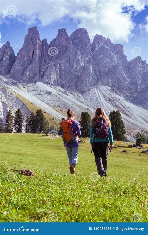 Tourist Girls At The Dolomites Stock Image Image Of Rest Clouds