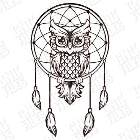 Owl Dream Catcher Design Files Dxf Svg Eps Ai Cdr Animals And Nature