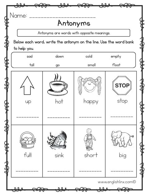 Pinschool On School Synonym Worksheet Grammar Worksheets Antonyms