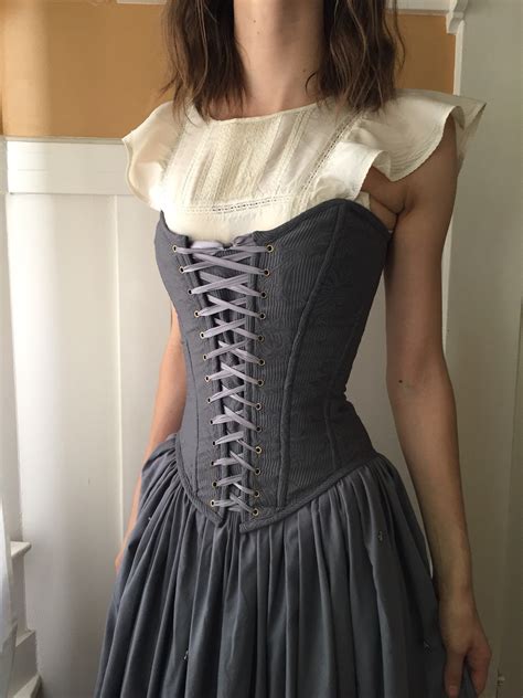 Grey Jacquard Overbust Corset With Front Lacing 21 By Frenchmeadows On