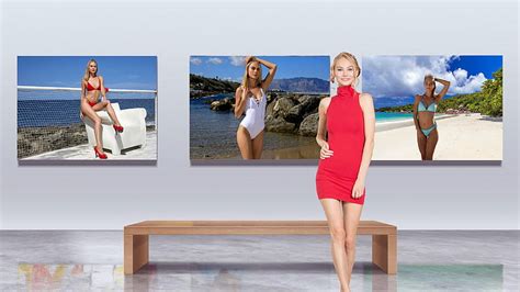 1920x1080px 1080p Free Download Nancy Aces Art Gallery Blonde Dress Model Bikini Hd