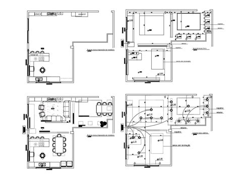 Kitchen And Living Room Layout Plan With Electrical Layout Plan Details