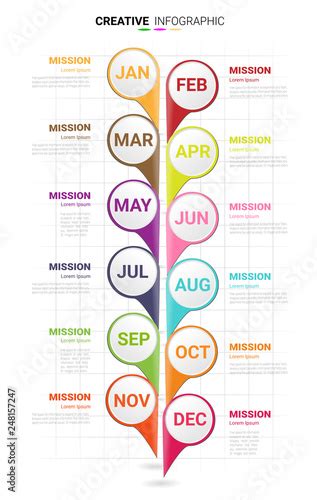 Time Line For 1 Year 12 Months Timeline Infographics Design Vector 12