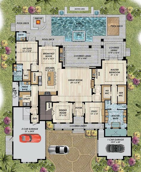 Pool Mediterranean House Plans Traditional With Courtyard In Middle