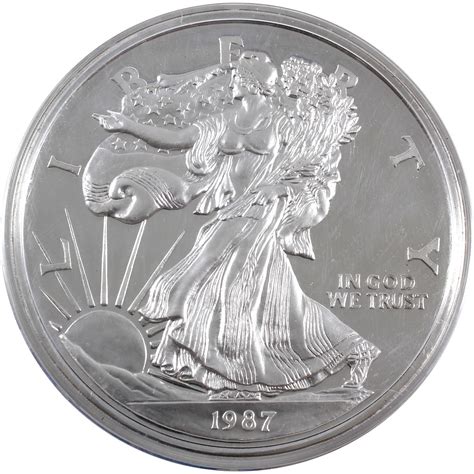 1987 Usa 1 Pound Liberty 999 Fine Silver Coin Contains 12oz Tax