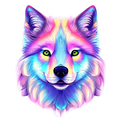 Pastel Rainbow Wolf · Creative Fabrica