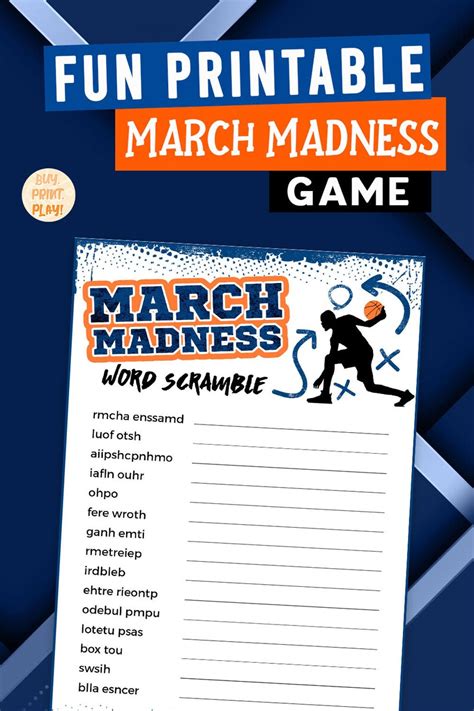 March Madness Word Scramble 2022 Ncaa Basketball Tournament Etsy
