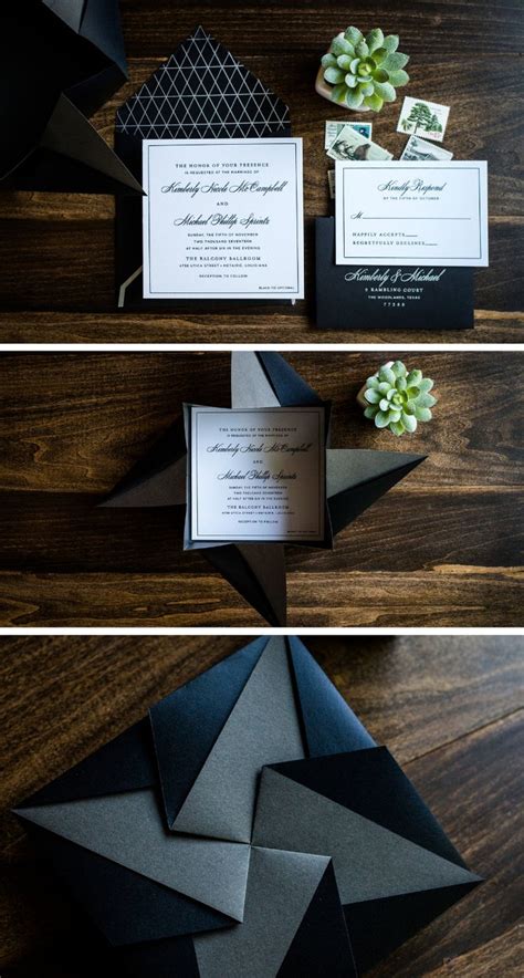 Black Tie Origami Wedding Invitation Origami Wedding Invitations