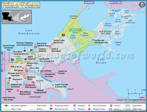 New Orleans Map Tourist Attractions Travelsfinderscom