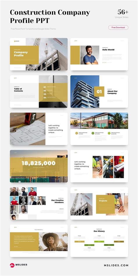 Construction Company Profile Ppt Template Free Download Company
