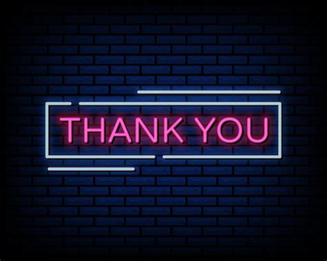 Thank You Neon Text Sign Light Banner Poster Premium Vector