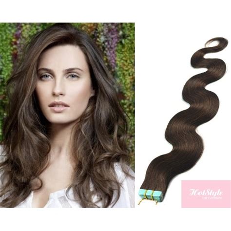 22 dark brown (#2) 7pcs clip in indian remy human hair extensions. 24" (60cm) Tape Hair / Tape IN human REMY hair wavy - dark ...
